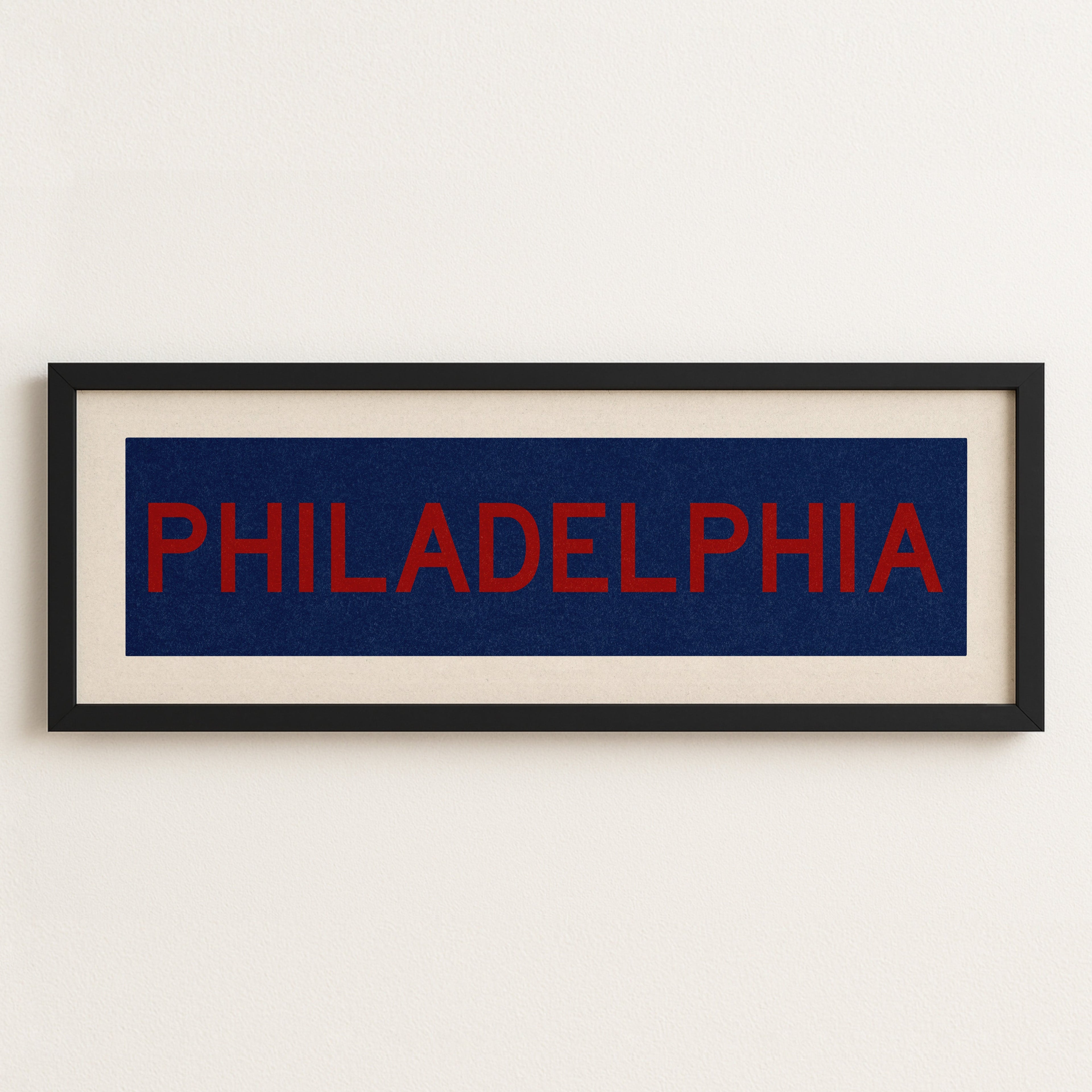 Framed Philadelphia Blue and Red Bus Scroll