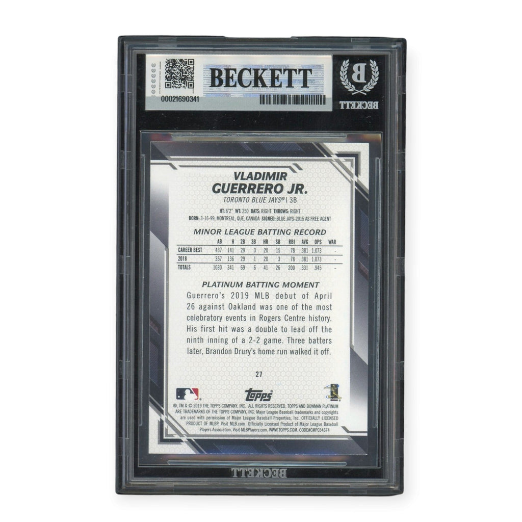 Vladimir Guerrero Jr. Toronto Blue Jays Autographed 2019 Bowman Platinum Rookie RC #27 BGS Authentic
