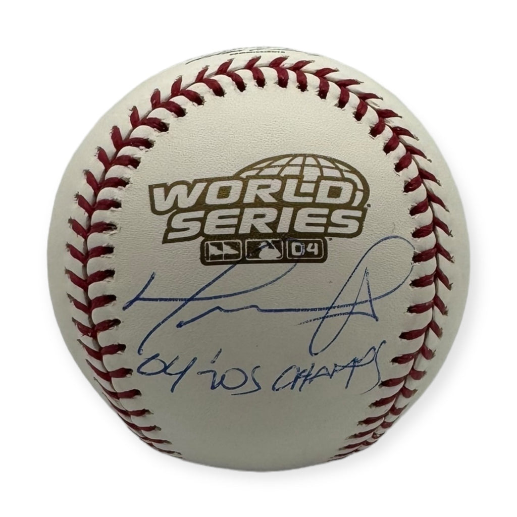 David Ortiz Autographed Red Sox 2004 World Series Baseball w/ 04 WS Champs Inscription JSA