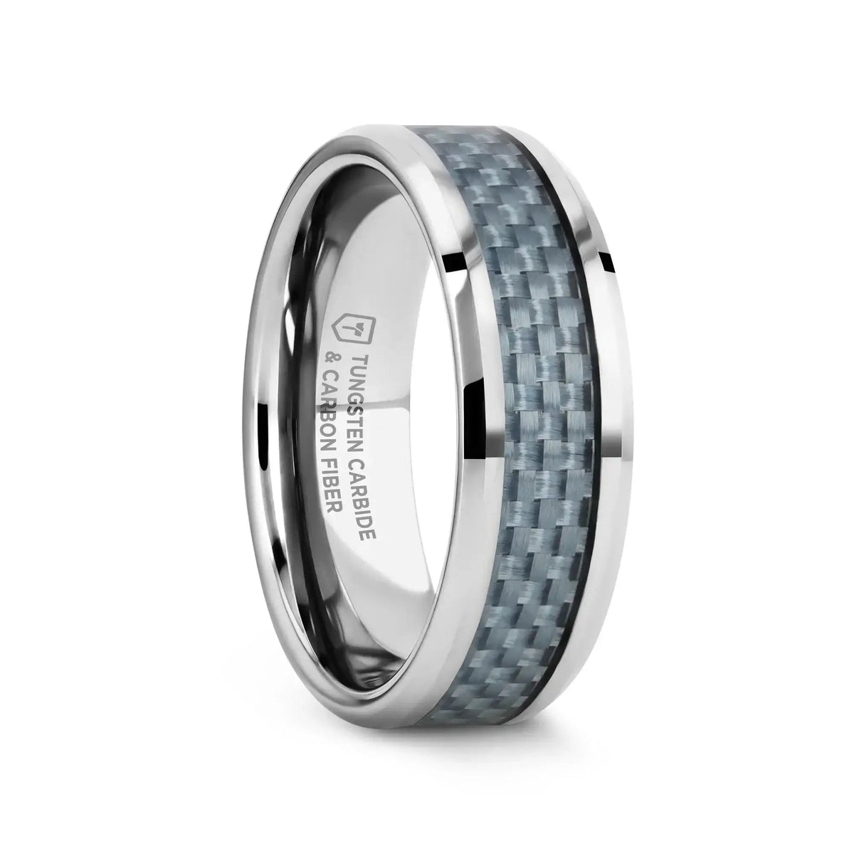 AUGUSTUS Blue Carbon Fiber Inlay Tungsten Carbide Band - 4mm - 10mm