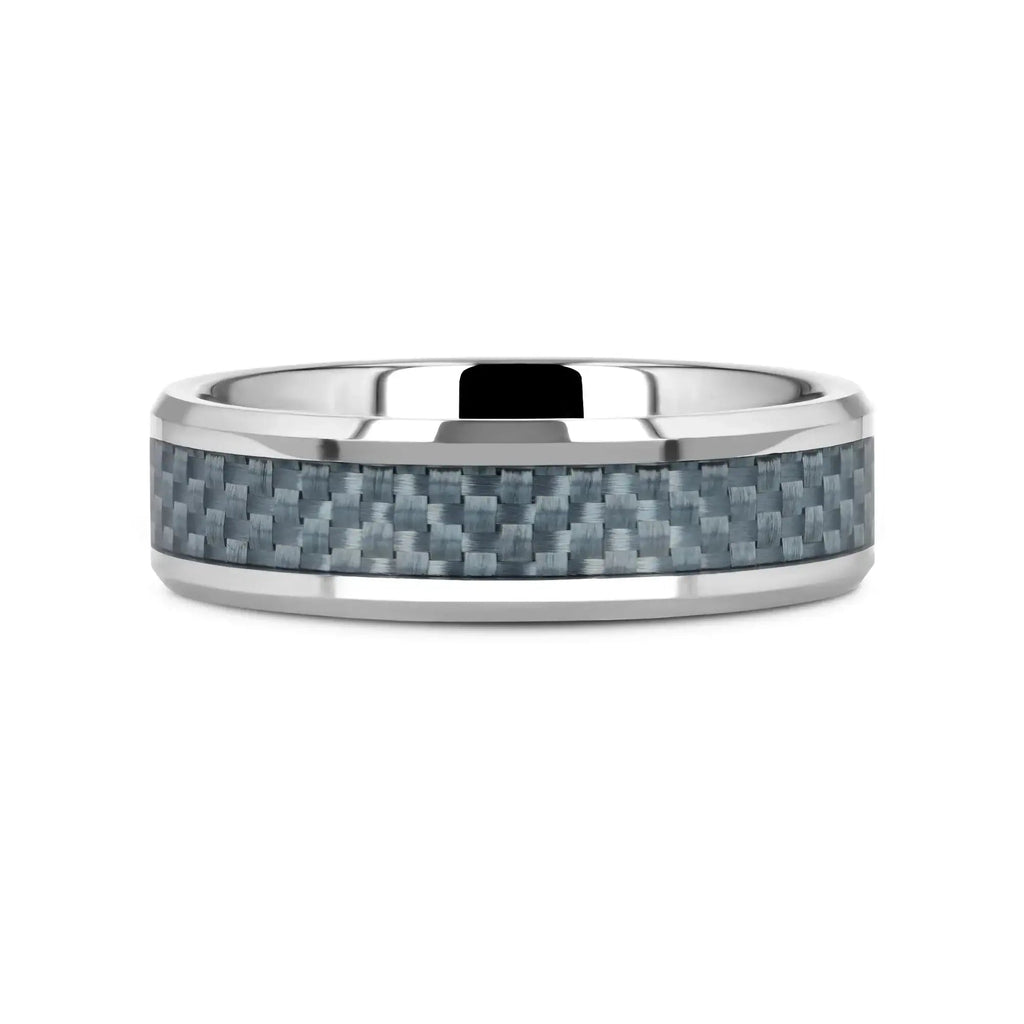 AUGUSTUS Blue Carbon Fiber Inlay Tungsten Carbide Band - 4mm - 10mm