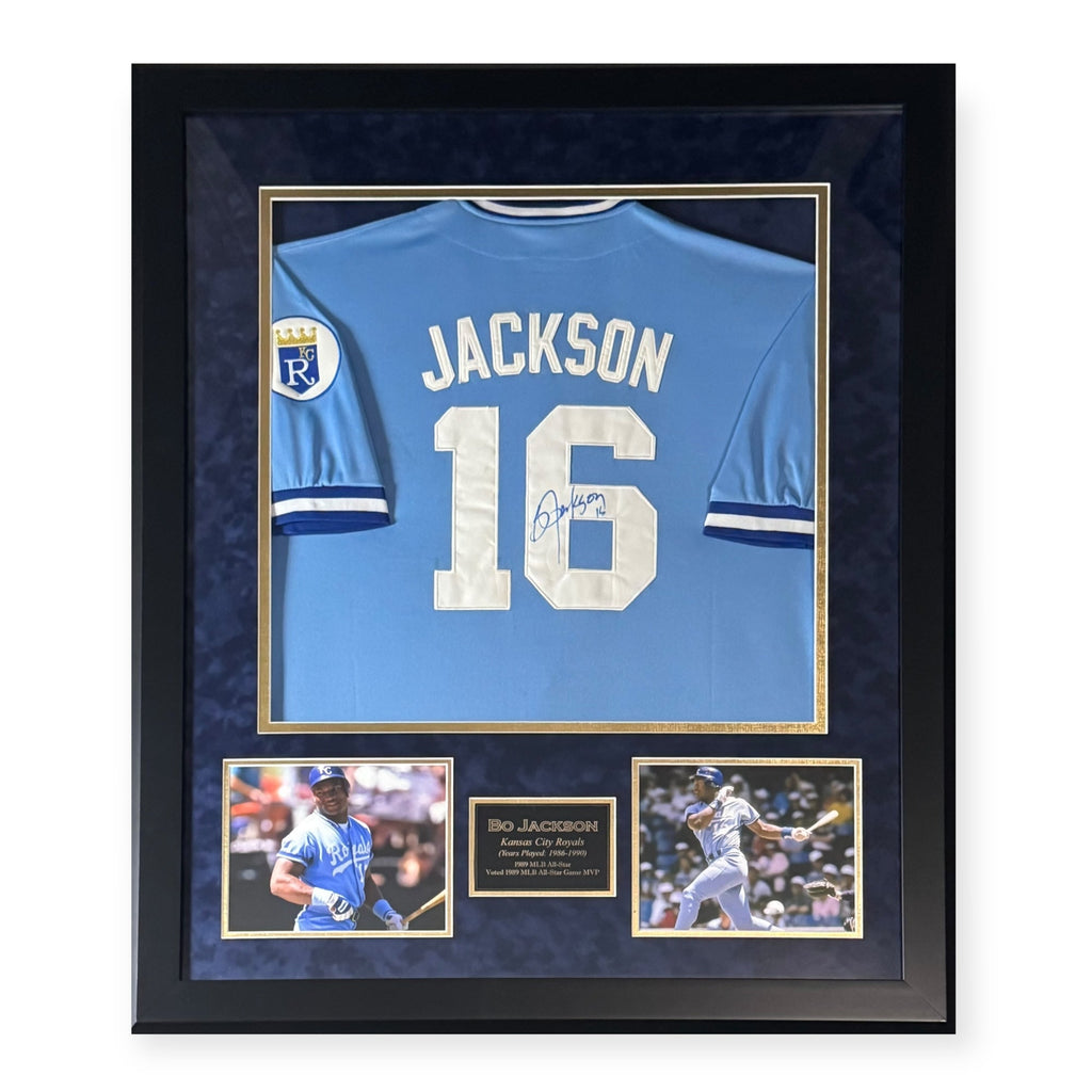 Bo Jackson Kansas City Royals Autographed Jersey Framed to 32x40 TriStar