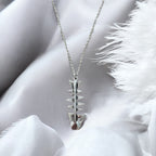 Vintage Fish Bone Necklace Silver Skeleton Pendant Quirky Jewelry