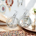 Peace Sign Earrings Boho Hippie Symbol Silver Bronze Dangle Jewelry