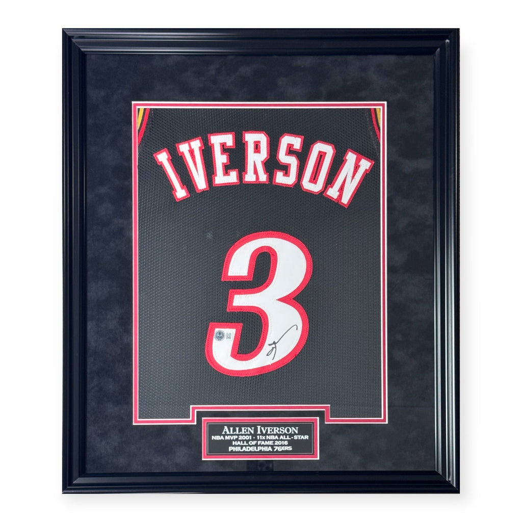 Allen Iverson Philadelphia 76ers Autographed Jersey Framed To 23x27 Beckett