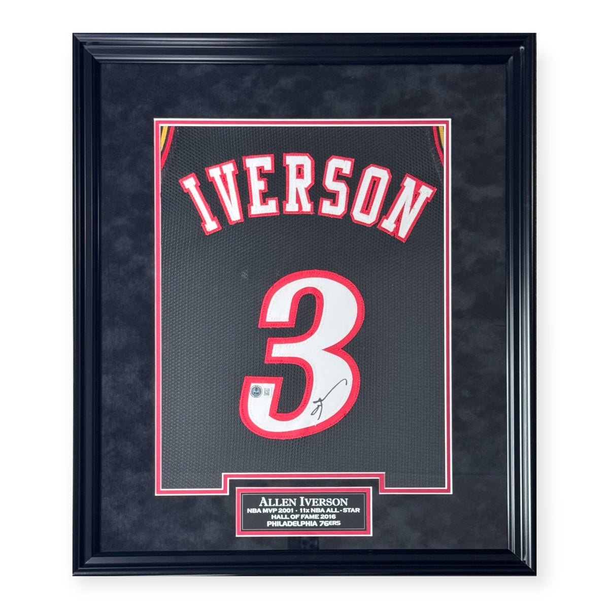 Allen Iverson Philadelphia 76ers Autographed Jersey Framed To 23x27 Beckett