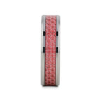 PINK Beveled Tungsten Wedding Band with Pink Carbon Fiber -4mm & 6mm