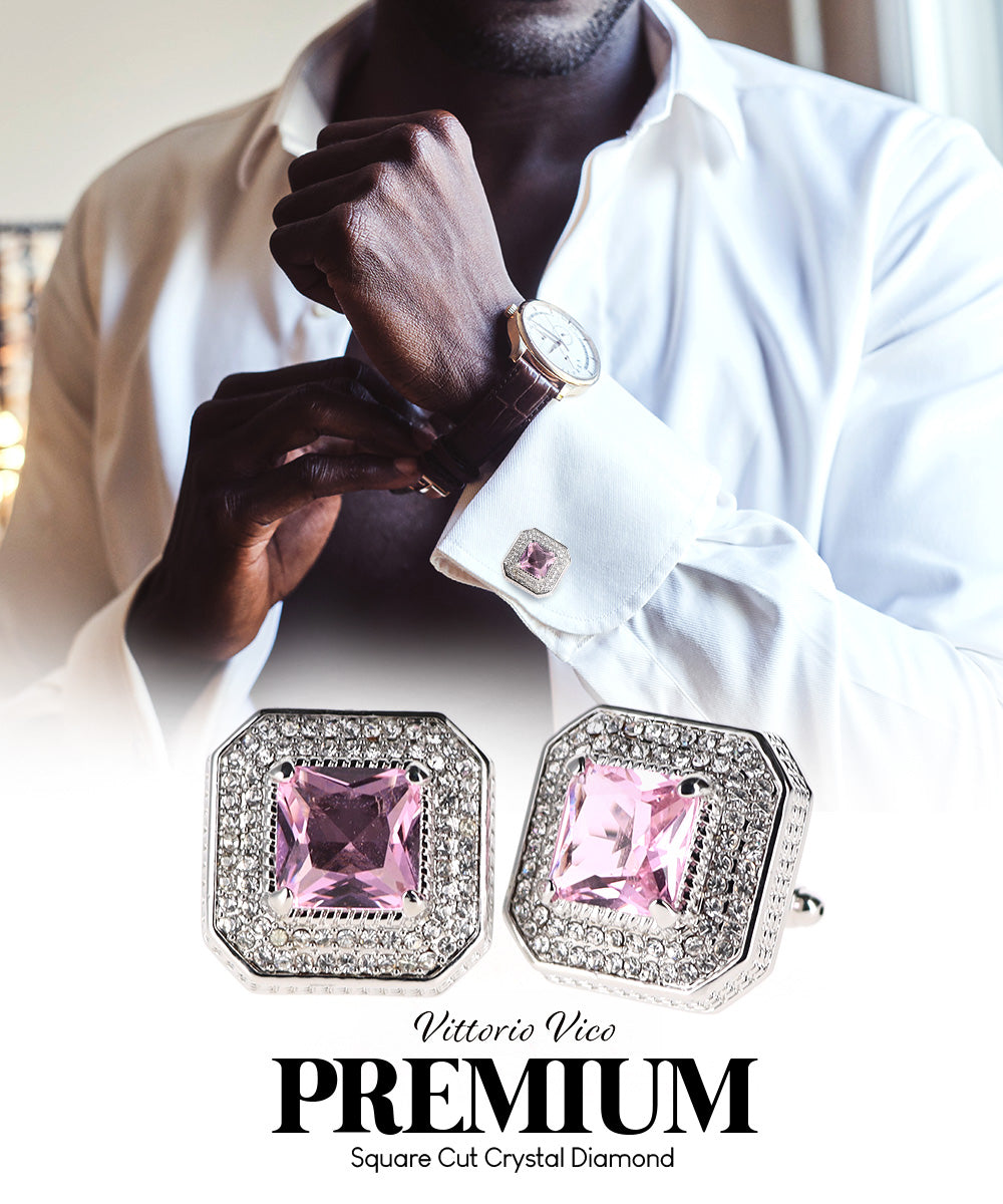 Large Square Crystal Diamond Cufflinks CL71XX