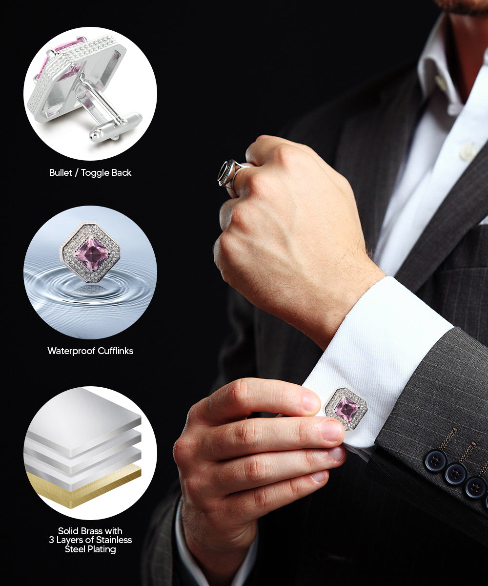 Large Square Crystal Diamond Cufflinks CL71XX