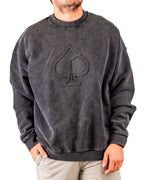Embossed Spade Crewneck - Washed Charcoal