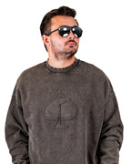 Embossed Spade Crewneck - Washed Iron