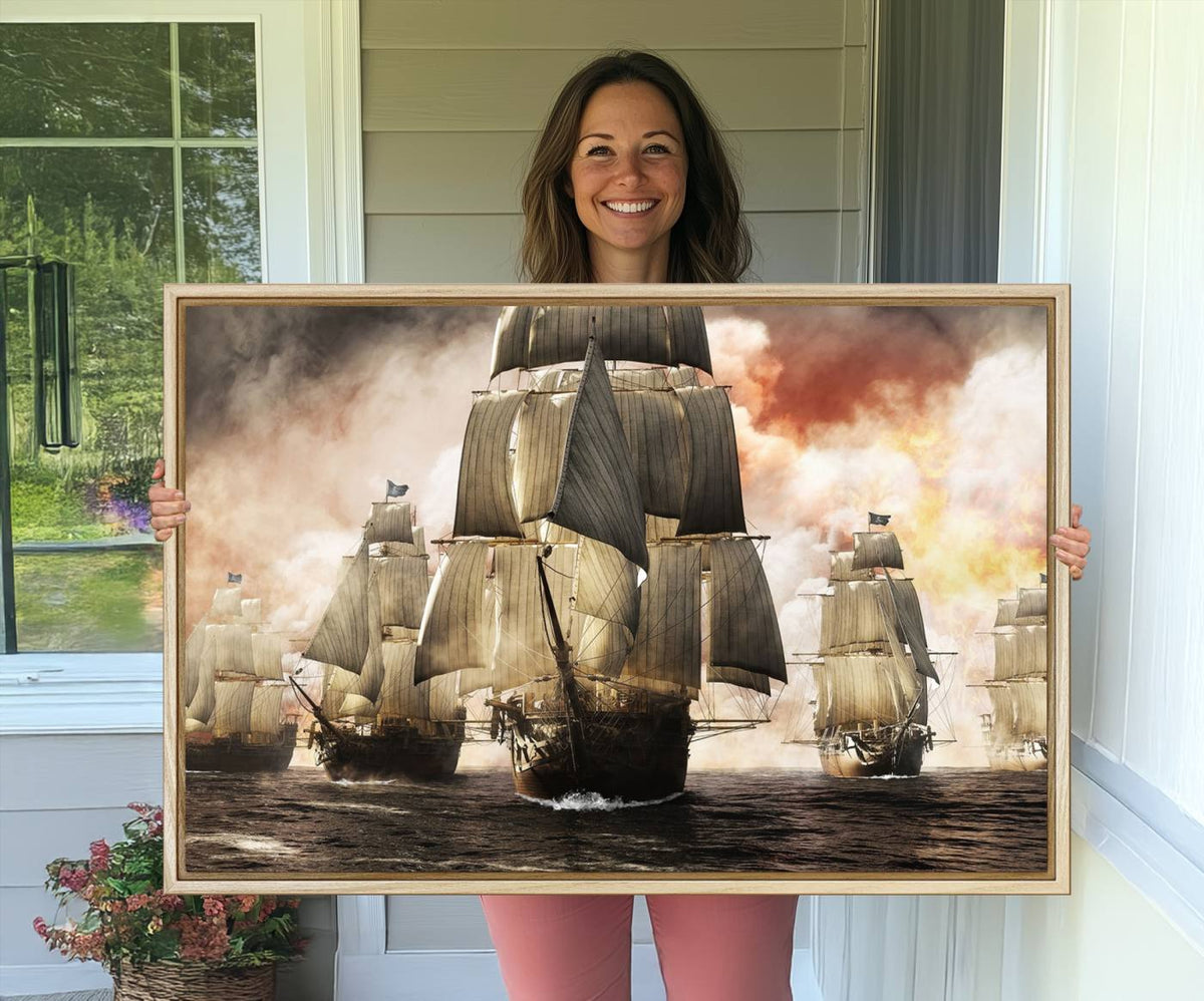 Pirate Fleet Canvas Wall Art Print Pirate Ships Canvas Print