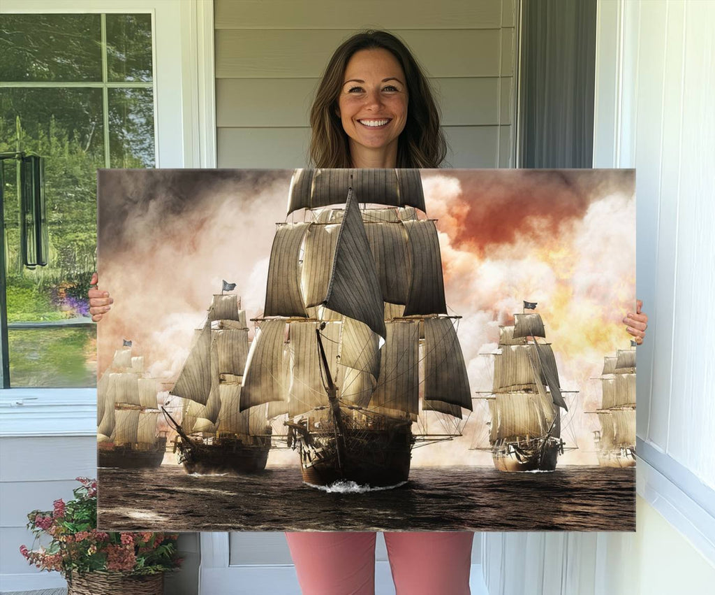 Pirate Fleet Canvas Wall Art Print Pirate Ships Canvas Print