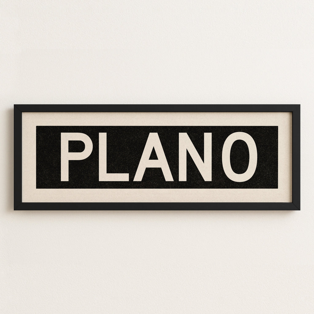 Framed Plano Bus Scroll Sign