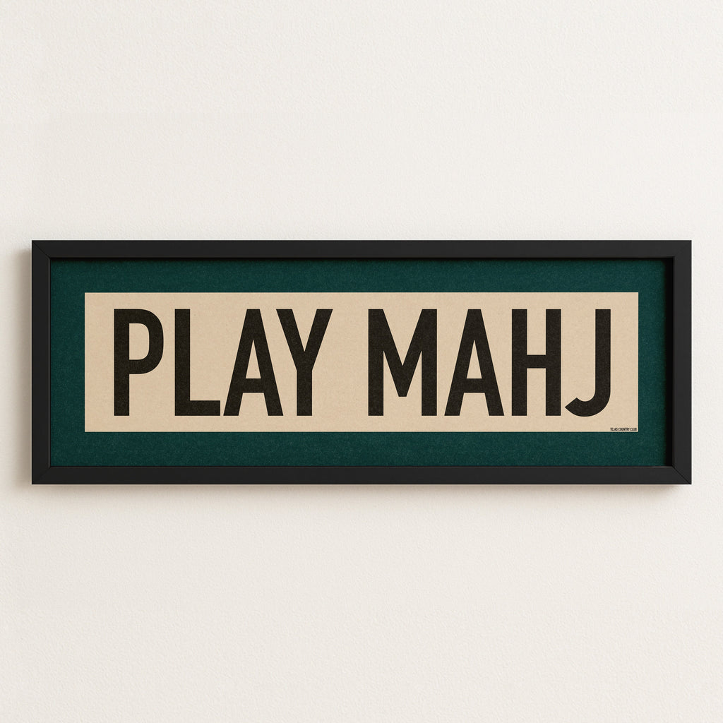 Framed Play Mahj Mahjong Art Scroll Sign