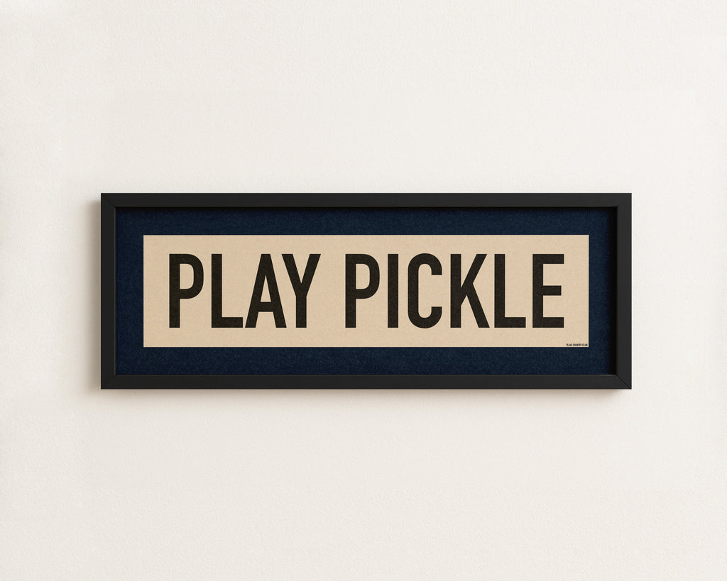 Framed Play Pickle Pickleball Art Scroll Sign