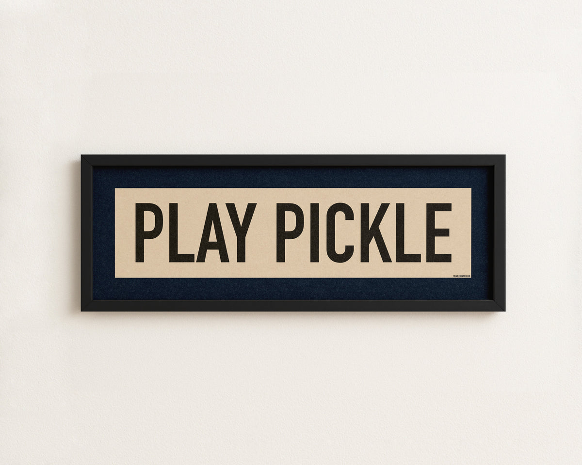 Framed Play Pickle Pickleball Art Scroll Sign