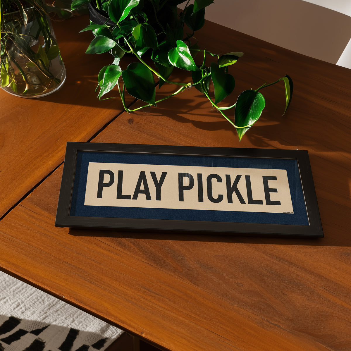 Framed Play Pickle Pickleball Art Scroll Sign