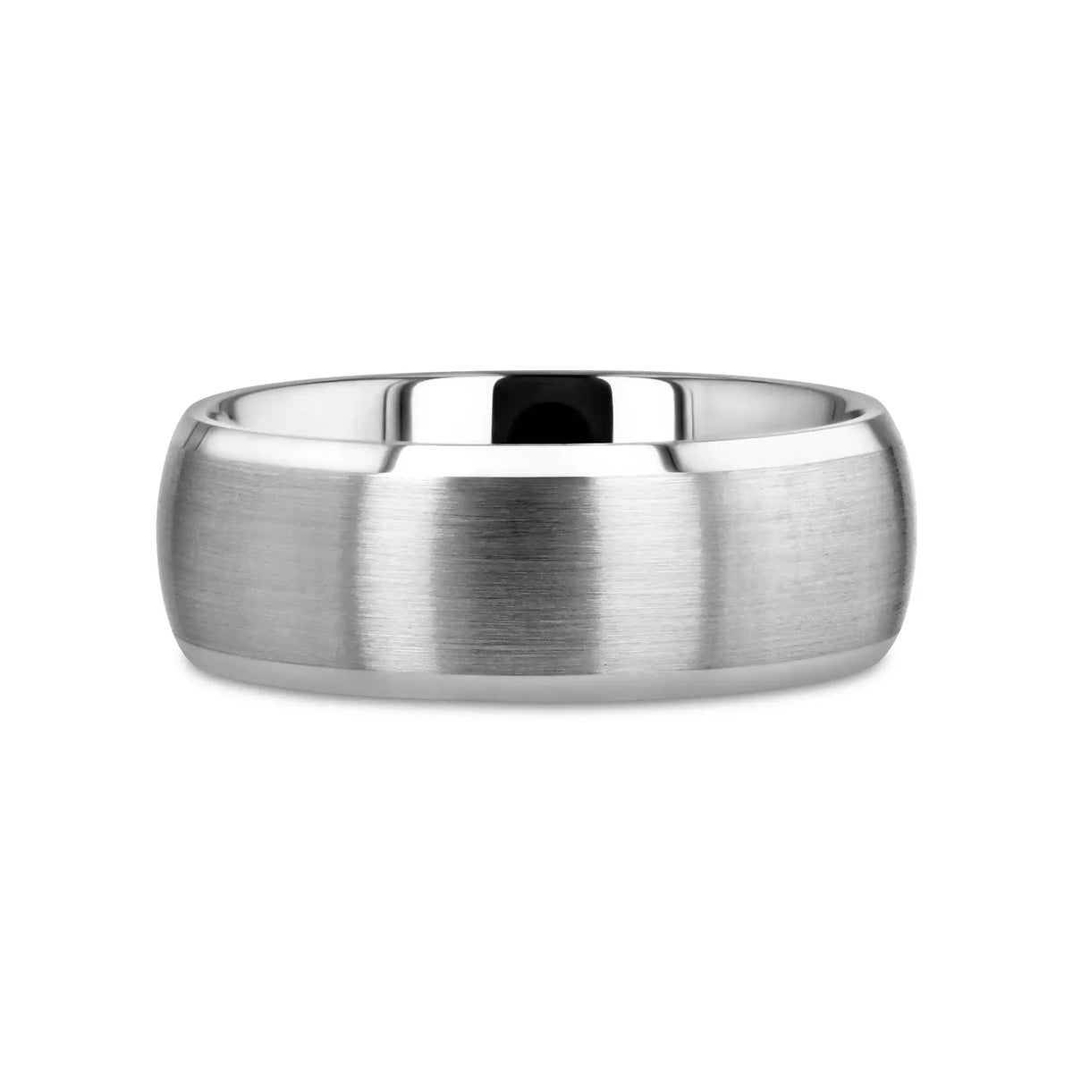 POLARIS Domed Brushed Finish Tungsten Ring with Polished Bevels - 6mm or 8mm