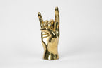 Horns Up or Rock On Hand Sign Sculpture in Brass