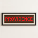 Framed Providence Brown and Red Bus Scroll