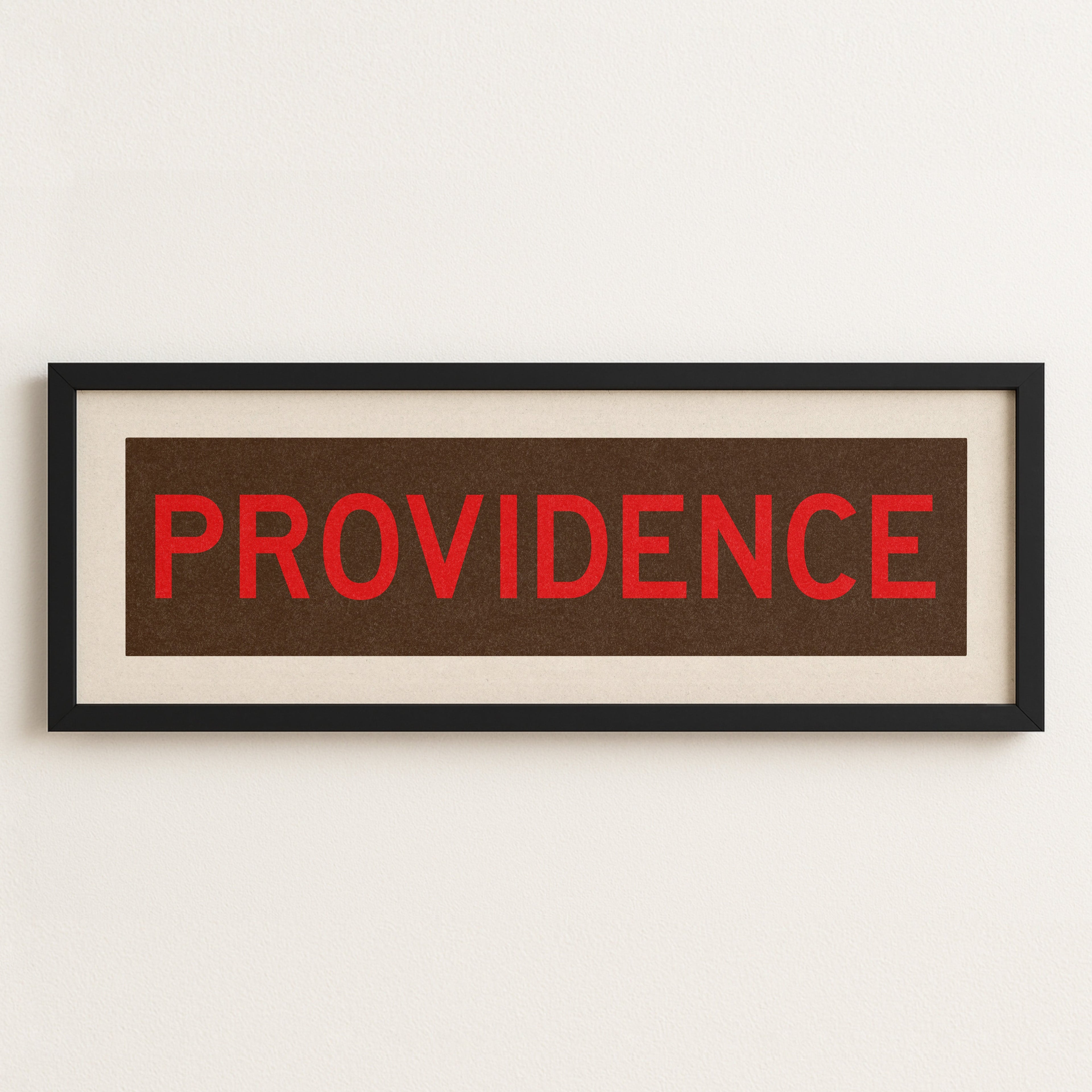 Framed Providence Brown and Red Bus Scroll