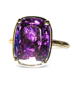 Sterling Silver Elongated Cushion Amethyst CZ Cocktail Ring