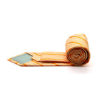Ferrecci Mens Orange Striped Pattern Necktie with Handkerchief Set