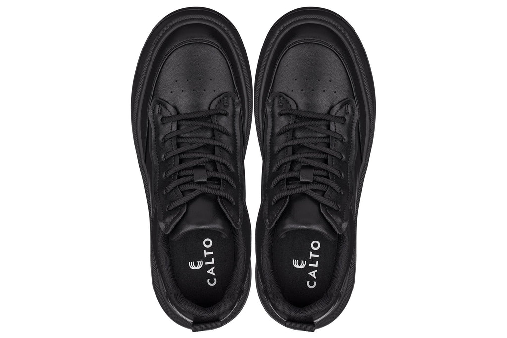 CALTO - Q430 - 2.6 Inches Taller Lightweight (Black/Black Sole) - Chunky Sole Sneakers