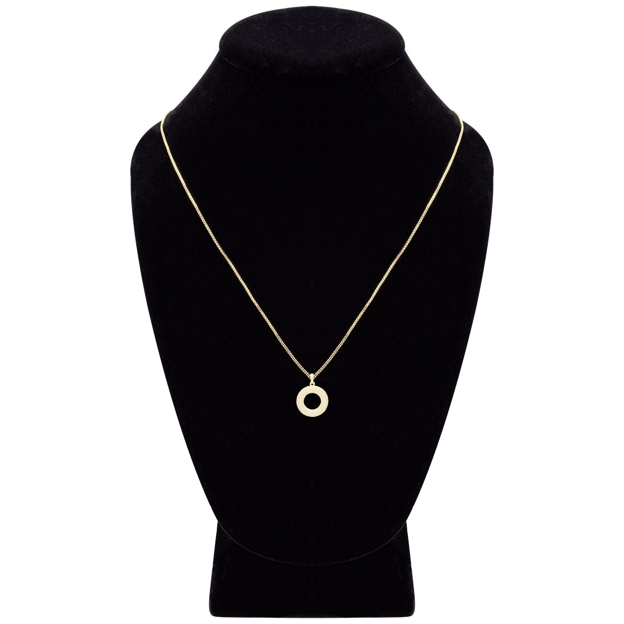 Round Cubic Zirconia Pendant 14K Gold Filled Necklace Set Women Jewelry