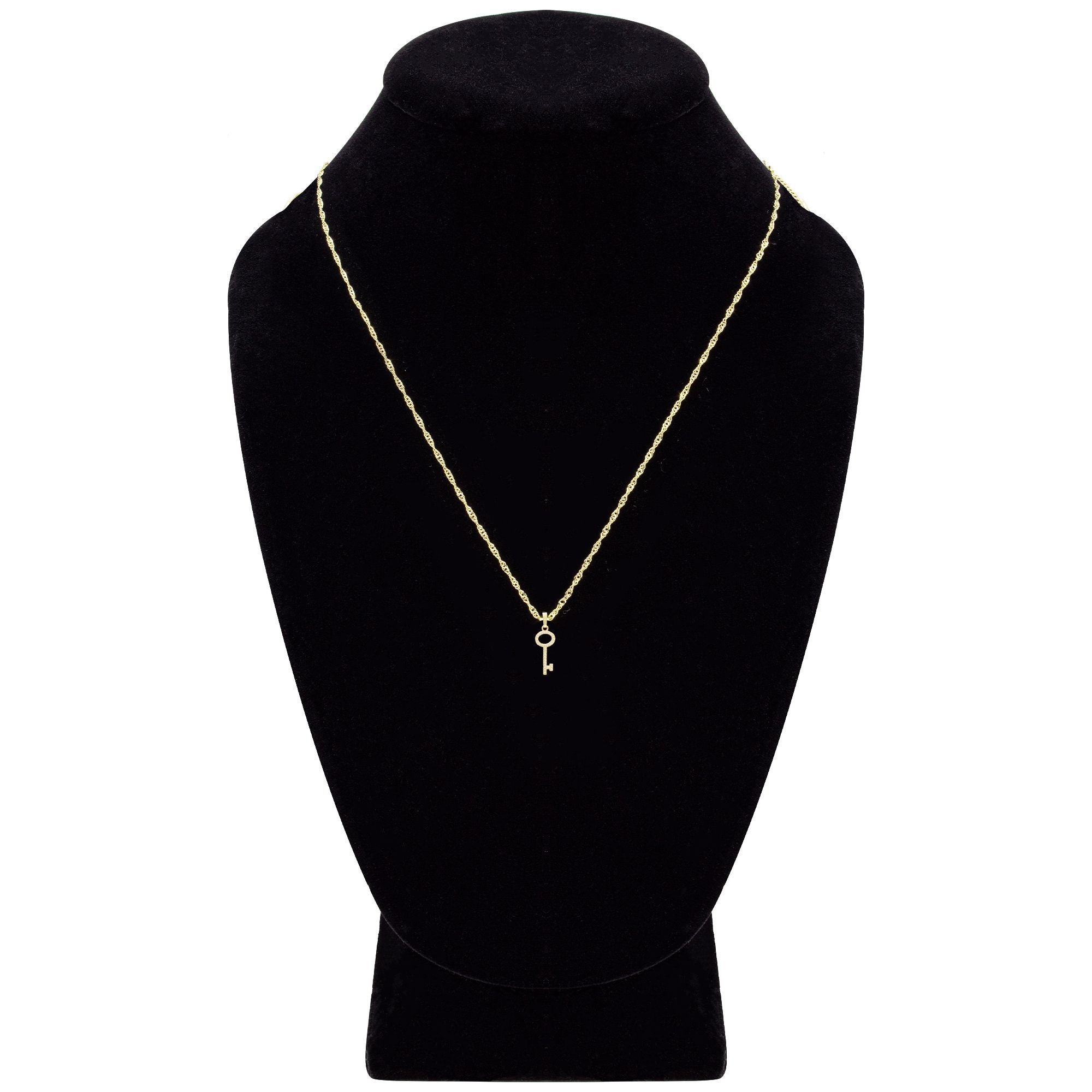 Key Cubic Zirconia Pendant With Necklace Set 14K Gold Filled