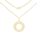 Round Cubic Zirconia Pendant 14K Gold Filled Necklace Set Women Jewelry