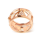 14K Rose Gold 1/3 Cttw Diamond and Pink Tourmaline Cigar Band Ring with White Enamel (G-H Color, SI1-SI2 Clarity)