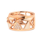 14K Rose Gold 1/3 Cttw Diamond and Pink Tourmaline Cigar Band Ring with White Enamel (G-H Color, SI1-SI2 Clarity)