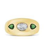 Sterling Silver Triple-Stone Tapered Dome Ring