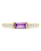 Sterling Silver Thin Amethyst CZ Stacking Birthstone Ring