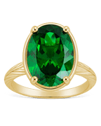Sterling Silver Oval Cut Emerald CZ Cocktail Ring