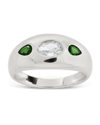 Sterling Silver Triple-Stone Tapered Dome Ring