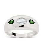 Sterling Silver Triple-Stone Tapered Dome Ring