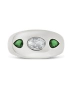 Sterling Silver Triple-Stone Tapered Dome Ring