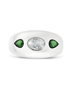 Sterling Silver Triple-Stone Tapered Dome Ring