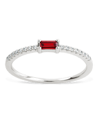 Sterling Silver Thin Garnet CZ Stacking Birthstone Ring