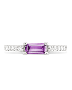 Sterling Silver Thin Amethyst CZ Stacking Birthstone Ring