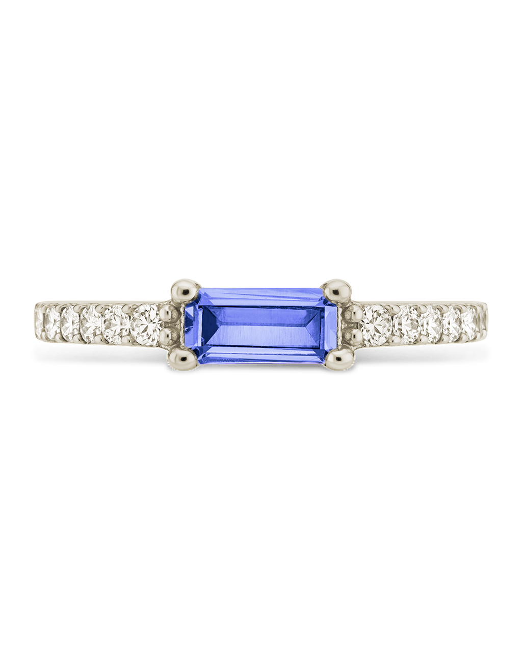 Sterling Silver Thin Aquamarine CZ Stacking Birthstone Ring