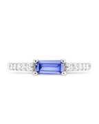 Sterling Silver Thin Aquamarine CZ Stacking Birthstone Ring