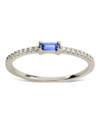 Sterling Silver Thin Aquamarine CZ Stacking Birthstone Ring