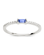 Sterling Silver Thin Aquamarine CZ Stacking Birthstone Ring