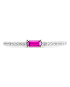 Sterling Silver Thin Ruby CZ Stacking Birthstone Ring