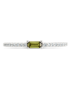 Sterling Silver Thin Peridot CZ Stacking Birthstone Ring