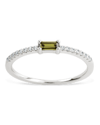 Sterling Silver Thin Peridot CZ Stacking Birthstone Ring